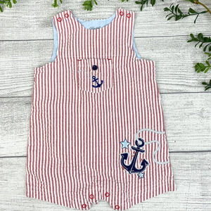 LITTLE ME Red and White Nautical Jumper 6 Months